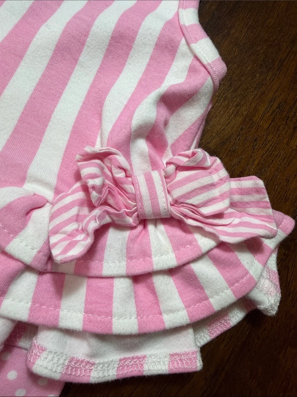 Rare Editions Pink & White Striped Ruffle Top with Polka Dot Pants
